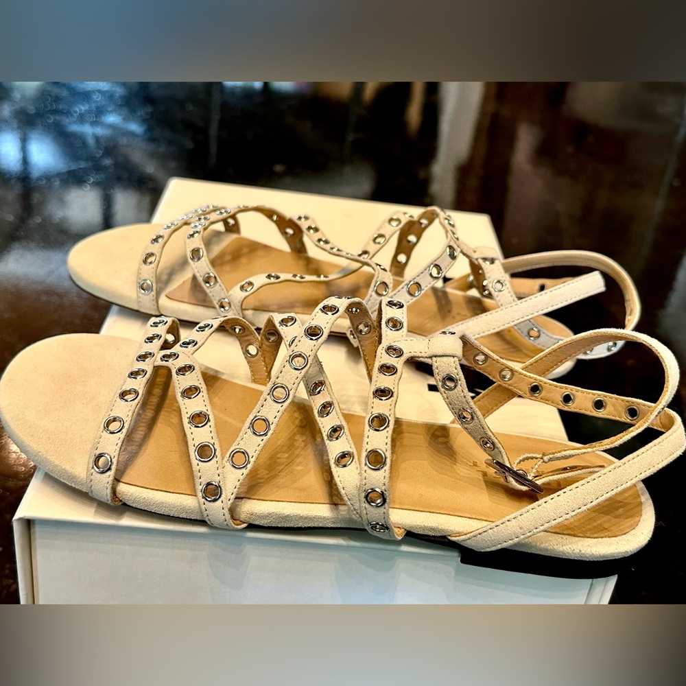 ISABEL MARANT Lipa white suede sandal FR37 no box has shoe bag $655 - Picture 2 of 8